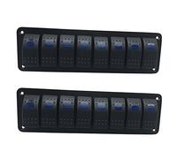 Janasiba Lot de 2 panneaux d'interrupteur à bascule étanches 8 vitesses 2 LED 12 V bateau marine