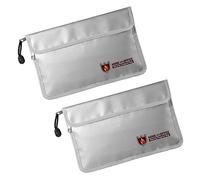 Janasiba Lot de 2 pochettes ignifuges pour documents - Étanche et ignifuge - Avec fermeture éclair - Sac de rangement sûr pour passeport