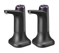 Janasiba Lot de 2 pompes à bouteille d'eau électriques avec base - Distributeur d'eau USB - Distributeur de seau automatique portable - Gris foncé