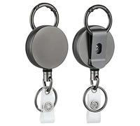 Janasiba Lot de 2 porte-badges rétractables en métal avec clip de ceinture, porte-clés pour cartes de nom, clés, porte-clés