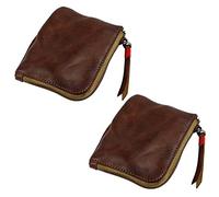 Janasiba Lot de 2 porte-cartes en cuir - Pour femmes et - Vintage - Fait à la main - Mini pochette pour cartes, marron