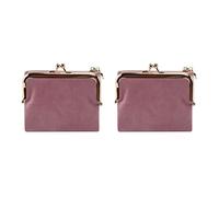 Janasiba Lot de 2 porte-monnaie courts pour femme - Style rétro - Multifonction - Avec fermeture éclair et Kiss Lock - Rose
