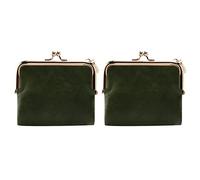 Janasiba Lot de 2 porte-monnaie courts pour femme - Style rétro - Multifonction - Avec fermeture éclair et Kiss Lock - Vert