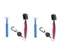 Janasiba Lot de 2 taille-crayons de rainure de golf - Taille-crayon et brosse rétractable pour golfeurs - Kit pratique et propre pour tous les clubs de golf - Bleu et rouge