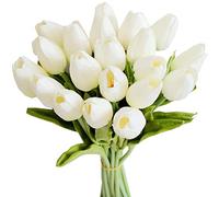 Janasiba Lot de 20 fleurs de artificielles blanches 13,8 pour décoration de fête, décoration d'intérieur de mariage