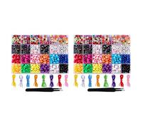 Janasiba Lot de 2000 perles ABC pour bracelet - Lettres de l'alphabet - Avec 16 rouleaux - Bracelet élastique