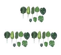 Janasiba Lot de 204 feuilles de palmier artificielles 8 types de décorations tropicales de la jungle avec tige artificielle