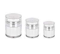 Janasiba Lot de 3 bouteilles sous vide en verre crème Airless 15/30/50 ml - Distributeur de lotion portable - Boîte de voyage pour crèmes de maquillage