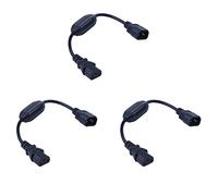 Janasiba Lot de 3 câbles d'alimentation PDU USB spéciaux Iec 320 C14 à C13 avec interrupteur marche/arrêt 30 cm Noir