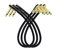 Janasiba Lot de 3 câbles patch pour guitare - Pédale d'effet - 1/4 - Angle droit - Design crêpe plat - Pour pédales d'effets