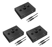 Janasiba Lot de 3 commutateurs audio de 3,5 mm, 2 entrées 1 sortie/1 entrée, 2 sorties, répartiteur audio, boîte de commutation audio, un bouton muet