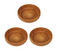 Janasiba Lot de 3 paniers ronds en rotin d'automne faits à la main pour la cuisine, les aliments, les pique-niques, le pain, divers mini récipients
