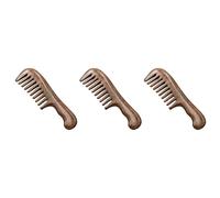 Janasiba Lot de 3 peignes à dents larges en bois de - Cheveux bouclés - Portable - Grosses dents - Outil de massage des cheveux