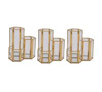 Janasiba Lot de 3 porte-stylos hexagonaux en verre et cuivre - Pour pinceaux de maquillage - Multifonctionnel - Accessoire de bureau