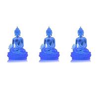 Janasiba Lot de 3 statues de Bouddha de médecine tibétaine, sculpture de Bouddha en résine translucide Méditation Collecteur spirituel Pièce - Bleu