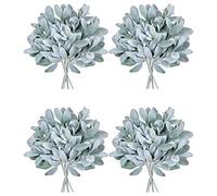 Janasiba Lot de 32 tiges d'agneau artificielles floquées - Pour vase, bouquet, couronne