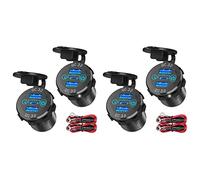 Janasiba Lot de 4 chargeurs de voiture QC 3.0 PD3.0 Triple USB 12 V 24 V 60 W USB-C Chargeur avec interrupteur