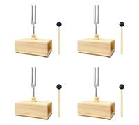 Janasiba Lot de 4 diapasons 432 Hz avec boîte de résonance pour la guérison sonore, les cours de résonance, les tests d'écoute, la méditation