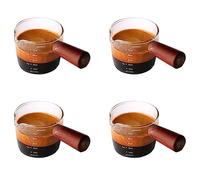 Janasiba Lot de 4 gobelets doseurs en verre pour expresso, liqueur, 75 ml, triple bec verseur avec