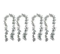 Janasiba Lot de 4 guirlandes de boucles d'oreilles d'agneau artificielles floquées - 6 pieds/pièces - Fausse vigne douce et feuilles pour cheminée de ferme