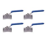 Janasiba Lot de 4 valves à levier à boisseau sphérique 1/2 en acier inoxydable avec filetage intérieur