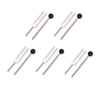 Janasiba Lot de 5 diapasons médicaux en alliage d'aluminium avec marteau de chakra 528 Hz avec kit de test nerveux diapason de protection de la santé