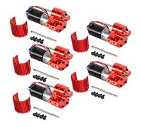 Janasiba Lot de 5 moteurs brossé 370 ° + refroidisseur - En aluminium avec roues dentées en acier pour C14 C24 B14 B24 B16 B36 6 x 6 pièces améliorées - Rouge