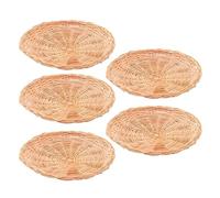 Janasiba Lot de 5 porte-assiettes en bambou - 25,4 cm - Ronds tissés - Réutilisables - Pour les fêtes de pique-nique