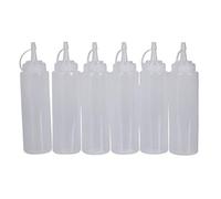 Janasiba Lot de 6 bouteilles d'huile cruet ketchup en plastique blanc transparent de 200 ml