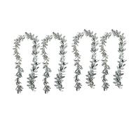 Janasiba Lot de 6 guirlandes de boucles d'oreilles d'agneau artificielles floquées - 6 pieds/pièces douces - Faux Vine verte et feuilles