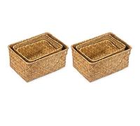 Janasiba Lot de 6 paniers de rangement en jonc de mer, fabriqués à la main, en plusieurs tailles, et paniers de rangement