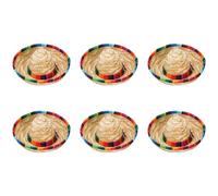 Janasiba Lot de 6 petits chapeaux sombrero, chapeaux de paille 6,5, chapeaux de fête sombrero, poupées, animaux domestiques, accessoires de décoration de fête