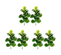 Janasiba Lot de 6 plantes artificielles violon feuille faux ficus lyrata faux buissons verts pour jardin véranda boîte