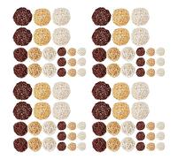 Janasiba Lot de 84 boules en rotin mélangées 3 couleurs pour décoration de mariage, fête, Noël, assortiment de trois tailles (3 cm, 5 cm, 7 cm)