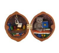 Janasiba Maison de poupée en coquille de noyer, mini bibliothèque domestique, maison de poupée en coquille de noyer faite à la main, scène secrète 3D en résine, miniature en résine, durable