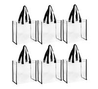 Janasiba Paquet de 6 Fourre-Tout Transparents Stadium, Sac à Main à Bandoulière en PVC Transparent pour Femme, Fourre-Tout en Plastique avec Poignées