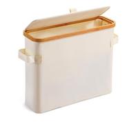 Janasiba Porte-papier toilette en bambou avec couvercle en bambou pour armoire de toilette, salle de bain, blanc crème