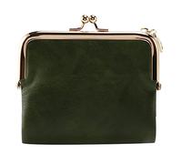 Janasiba Portefeuille court pour femme - Style rétro - Multifonction - Avec fermeture éclair et Kiss Lock - Vert