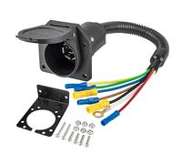 Janasiba Prise de lumière à 7 voies pour remorque de camping-car, câble 7 broches adaptateur de remorque électrique, convertisseur rapide avec support de montage