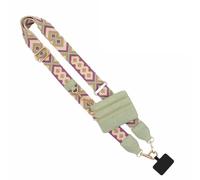 Janasiba Sangle de téléphone avec poche zippée, sangle à clip pour téléphone avec portefeuille à bandoulière, sangle de téléphone A