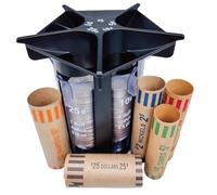 Janasiba Tube de tri de pièces, compteur de pièces avec rouleaux de monnaie, tri de monnaie 5 en 1, compteur de monnaie, organisateur de pièces de monnaie