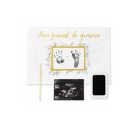 Janazur Journal de Grossesse a remplir Kit d'Empreintes Bébé Livre de Grossesse 4 Cartes a Gratter Annonce Les premières Fois de Bébé Checklist Baby Shower Cadeau Future Maman Souvenirs