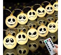 Janchs Lumières de Noël 30 LED à piles pour décorations de Noël L'Étrange Noël de Monsieur Jack - Lumières d'extérieur à piles pour décoration intérieure et extérieure de maison, chambre, terrasse,