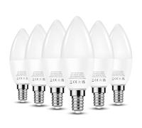 JandCase Ampoule LED E14 7W, Bougie SES 60W Équivalent Halogène, Blanc Chaud 3000K, 560 Lumens, C37 Lampe Économique Non-Dimmable, Lot de 6
