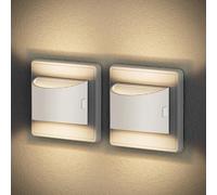 JandCase Lot de 2 veilleuses avec capteur crépusculaire - Intensité variable avec mémoire de redémarrage - Blanc chaud 3000 K - Pour couloir, chambre à coucher, escalier