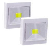 JANDEI - 2 Veilleuses LED avec Interrupteur Marche/Arrêt, 120 LM, Lumière Auxiliaire Couloir, Chambre, Salon, Cuisine, Chambre d'Enfant (fonctionne avec des piles AAA non incluses)