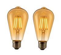 JANDEI - 2 x Ampoule LED à filament 5,5 W, culot à vis Edison E27, style vintage, finition verre ambré, 2200 K, 785 lumens. Décorative, élégante, non dimmable. Dimensions : 6,4 cm x 14,5 cm.