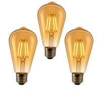 JANDEI - 3 x Ampoule LED à filament 5,5 W, culot à vis Edison E27, style vintage, finition verre ambré, 2200 K, 785 lumens. Décorative, élégante, non dimmable. Dimensions : 6,4 cm x 14,5 cm.