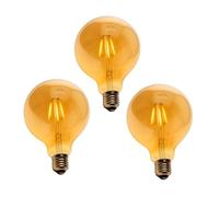 JANDEI - 3 x Ampoule LED Globe, culot à vis Edison E27 avec filament 5 W, style vintage, finition verre ambré, 2700 K, décorative, élégante, non dimmable, dimensions : 12,5 cm x 18 cm