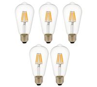 JANDEI - 5 x Ampoule LED à filament 5,5 W, culot à vis Edison E27, style vintage, finition cristal visible, 2700 K, 860 lumens. Décorative, élégante, non variable, dimensions : 6,4 cm x 14,5 cm.
